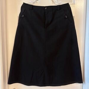 Christopher & Banks Black A-Line Skirt with Buttoned Pockets